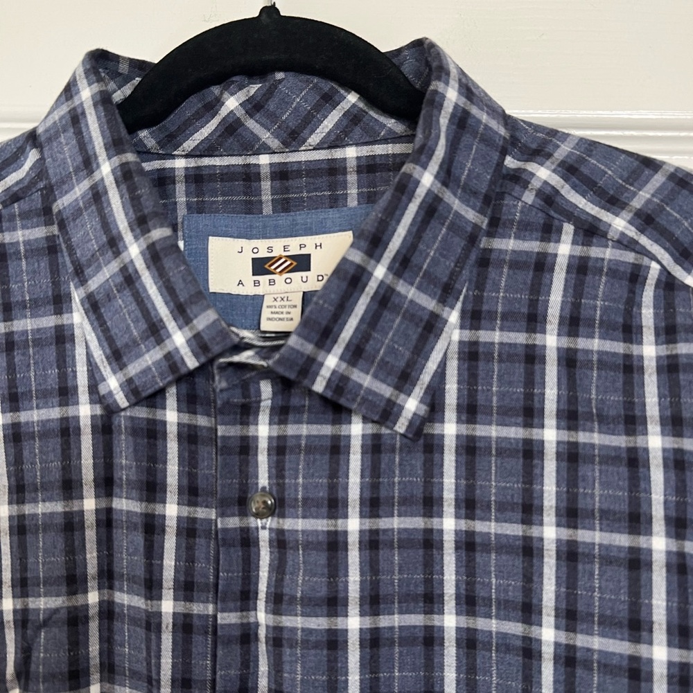Joseph Abboud Dress Shirt Mens XXL Blue/Gray Plaid Long Sleeve Shirt
